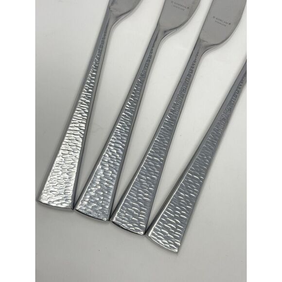 Gorham BISCAYNE Dinner Knives 18/10 Stainless Flatware Hammered 8 7/8” Set Of 4 - Picture 3 of 6